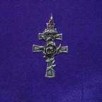 Cross with rose detail silver pendant